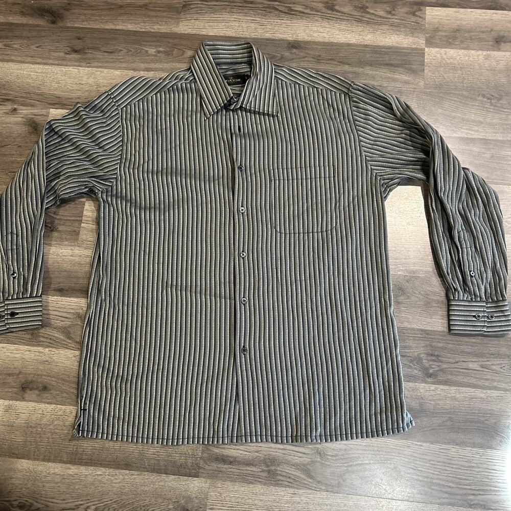 Bugatchi Uomo Classic Fit Long Sleeve Black Gray Shirt Size M